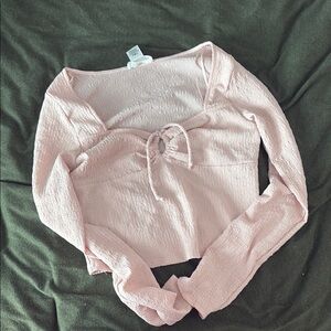 Elegant Light Pink Long Sleeve Blouse